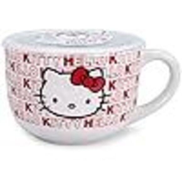SOLD-Hello Kitty Ceramic Soup Mug with Lid - Picture 3 of 3